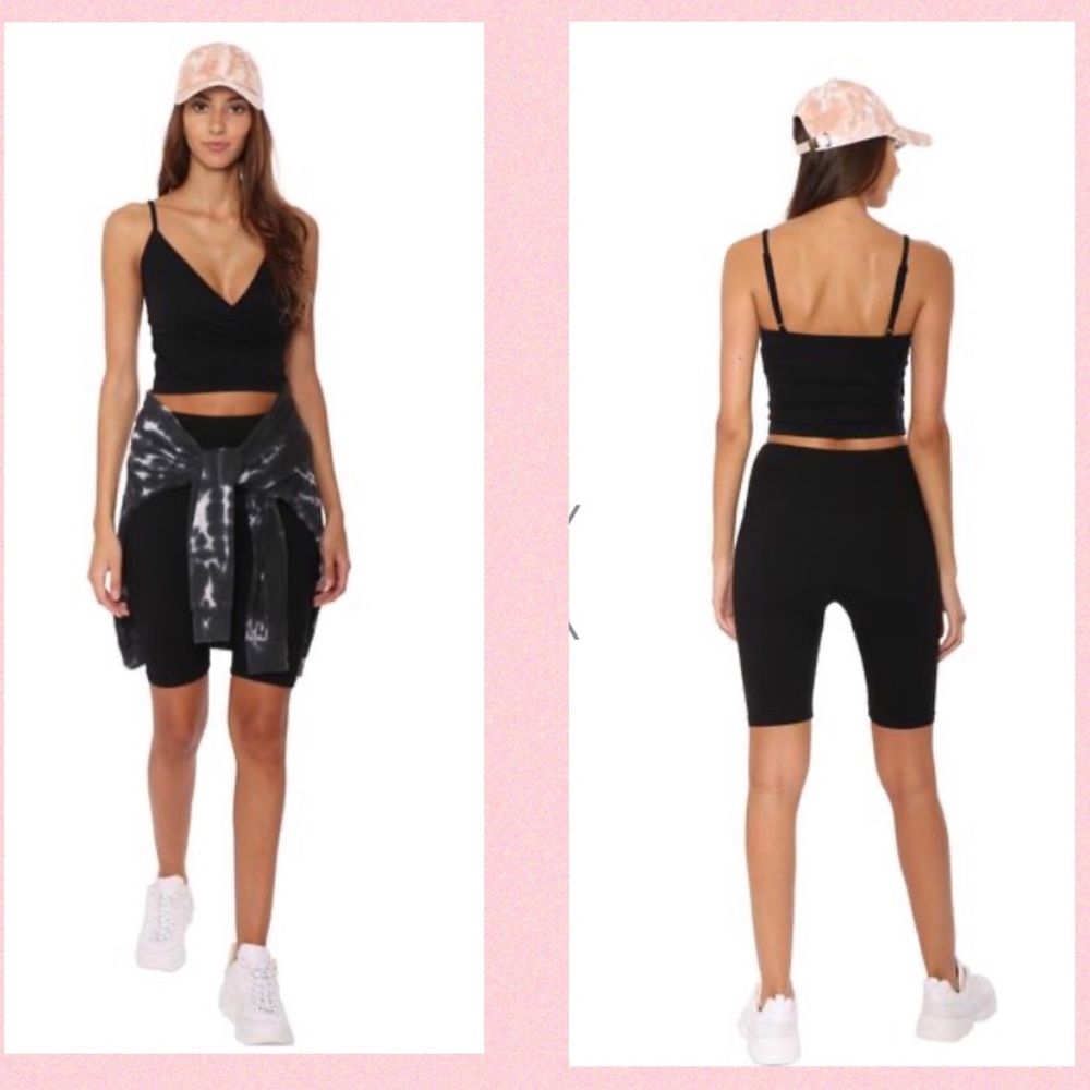 Suzette Black Wide Rib Cross Over Crop Top